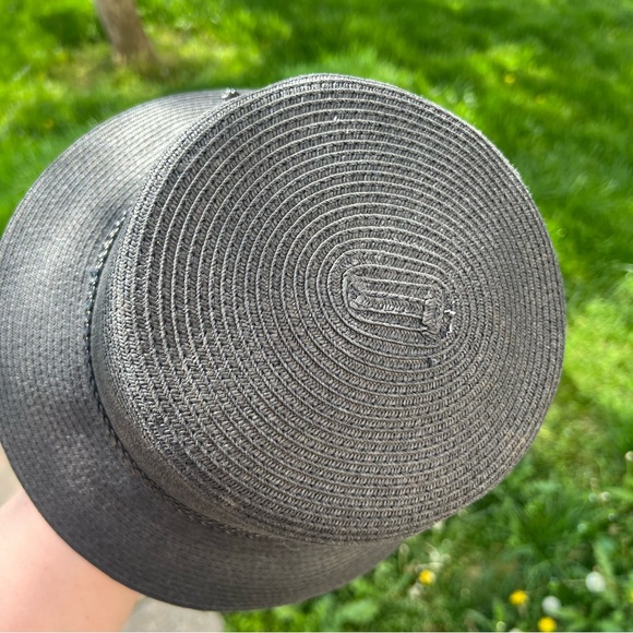 Nine West Black Straw Hat Kooringal Women's Short Brim Jute Braid Tie knot - Picture 3 of 13